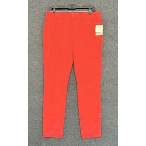 Madison Womens Corduroy Slim Pants Red High Rise Pockets Stretch 10 NWT